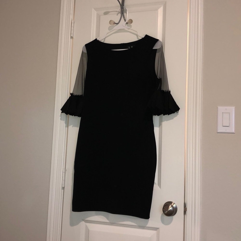 black ruffle sleeve dress